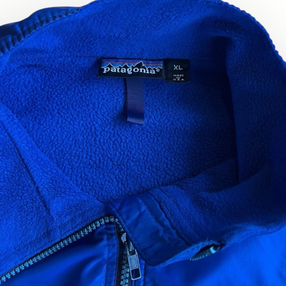 VTG 1980s Patagonia XL Nylon Fleece Lined Bomber Jacket Blue Made in USA READ - Picture 9 of 16